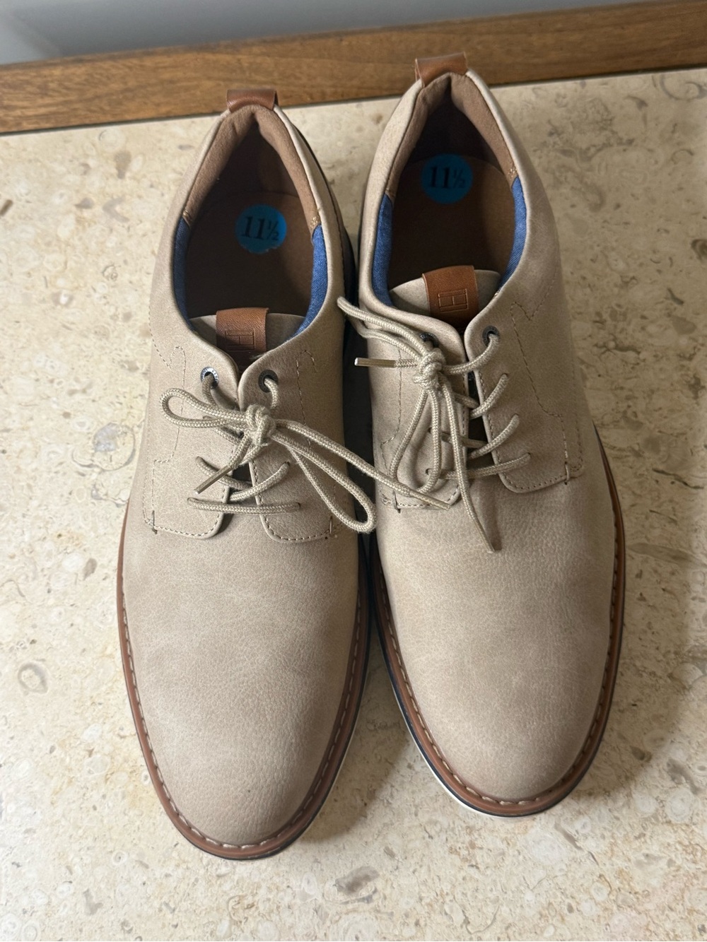 Hilfiger Men's Taupe Suede Derby Shoes - Stylish Casual Dress Oxfords